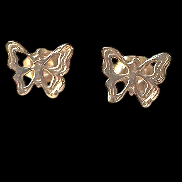14K Yellow Gold Small Butterly Stud Earrings